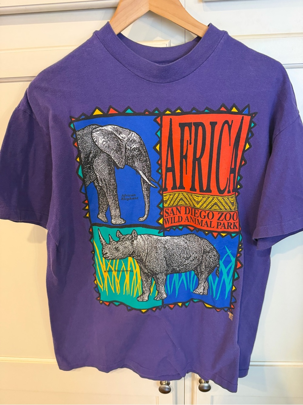 Vintage 90s Purple 'Africa' Graphic Tee - San Diego Zoo